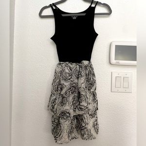 kids black and white layered dress